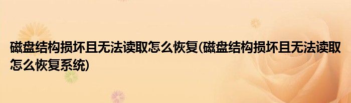 磁盤結構損壞且無法讀取怎么恢復(磁盤結構損壞且無法讀取怎么恢復系統(tǒng))