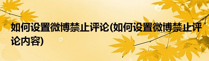 如何設置微博禁止評論(如何設置微博禁止評論內(nèi)容)