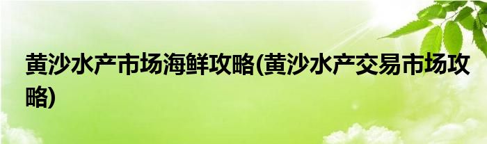 黃沙水產(chǎn)市場(chǎng)海鮮攻略(黃沙水產(chǎn)交易市場(chǎng)攻略)