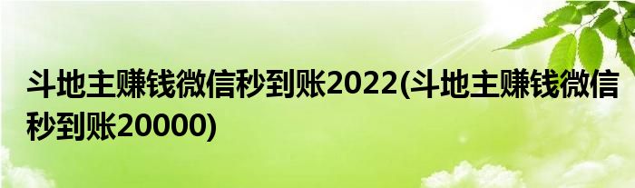 斗地主賺錢微信秒到賬2022(斗地主賺錢微信秒到賬20000)