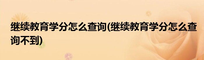 繼續(xù)教育學(xué)分怎么查詢(繼續(xù)教育學(xué)分怎么查詢不到)