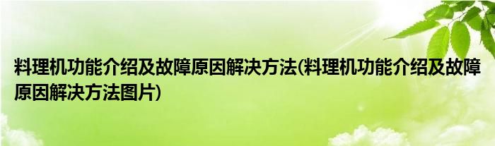 料理機(jī)功能介紹及故障原因解決方法(料理機(jī)功能介紹及故障原因解決方法圖片)