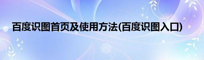 百度識圖首頁及使用方法(百度識圖入口)