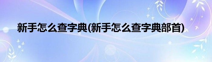 新手怎么查字典(新手怎么查字典部首)