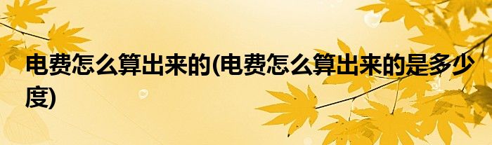 電費(fèi)怎么算出來(lái)的(電費(fèi)怎么算出來(lái)的是多少度)