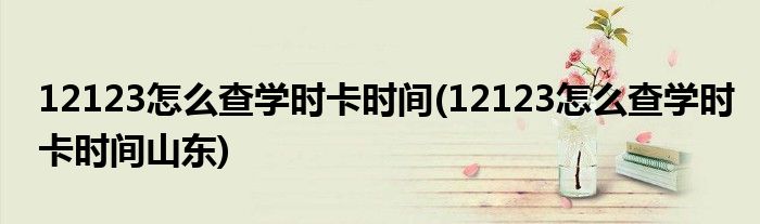 12123怎么查學時卡時間(12123怎么查學時卡時間山東)