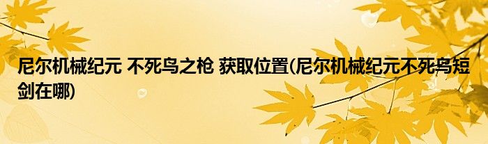 尼爾機械紀元 不死鳥之槍 獲取位置(尼爾機械紀元不死鳥短劍在哪)