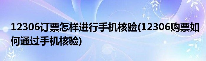 12306訂票怎樣進行手機核驗(12306購票如何通過手機核驗)