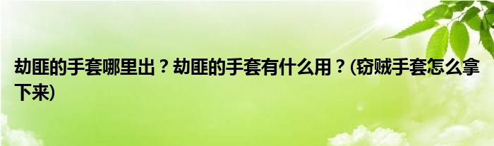 劫匪的手套哪里出？劫匪的手套有什么用？(竊賊手套怎么拿下來)