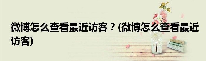 微博怎么查看最近訪客？(微博怎么查看最近訪客)