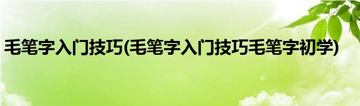 毛筆字入門技巧(毛筆字入門技巧毛筆字初學(xué))