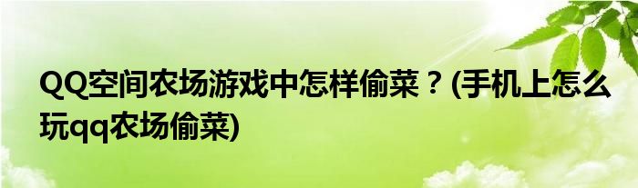 QQ空間農(nóng)場(chǎng)游戲中怎樣偷菜？(手機(jī)上怎么玩qq農(nóng)場(chǎng)偷菜)