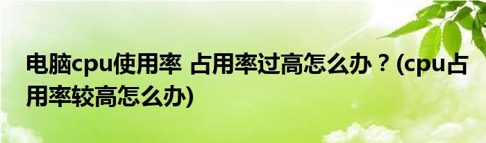 電腦cpu使用率 占用率過高怎么辦？(cpu占用率較高怎么辦)