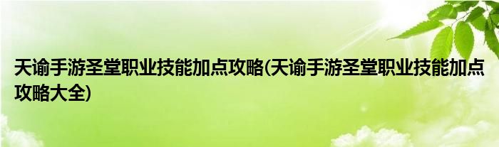 天諭手游圣堂職業(yè)技能加點(diǎn)攻略(天諭手游圣堂職業(yè)技能加點(diǎn)攻略大全)