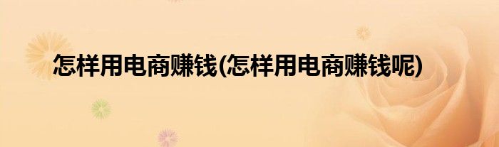 怎樣用電商賺錢(怎樣用電商賺錢呢)