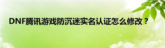 DNF騰訊游戲防沉迷實(shí)名認(rèn)證怎么修改？