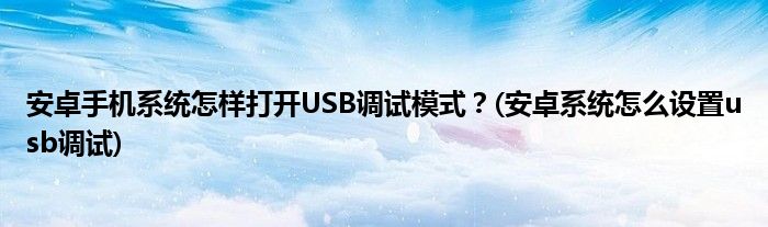 安卓手機(jī)系統(tǒng)怎樣打開(kāi)USB調(diào)試模式？(安卓系統(tǒng)怎么設(shè)置usb調(diào)試)