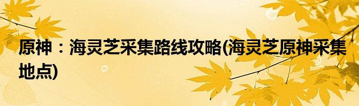原神：海靈芝采集路線攻略(海靈芝原神采集地點(diǎn))