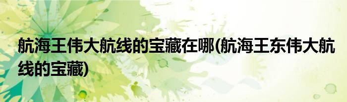航海王偉大航線的寶藏在哪(航海王東偉大航線的寶藏)