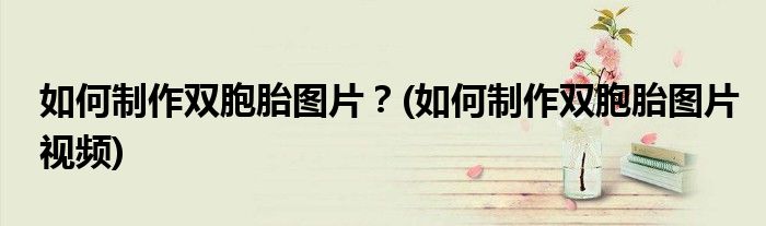 如何制作雙胞胎圖片？(如何制作雙胞胎圖片視頻)