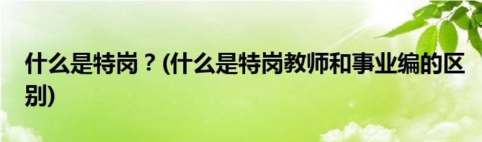 什么是特崗？(什么是特崗教師和事業(yè)編的區(qū)別)