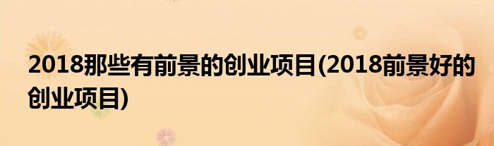 2018那些有前景的創(chuàng)業(yè)項(xiàng)目(2018前景好的創(chuàng)業(yè)項(xiàng)目)