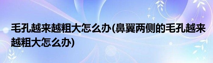 毛孔越來越粗大怎么辦(鼻翼兩側(cè)的毛孔越來越粗大怎么辦)