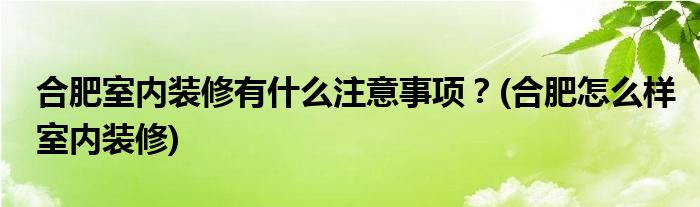 合肥室內(nèi)裝修有什么注意事項？(合肥怎么樣室內(nèi)裝修)