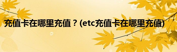 充值卡在哪里充值？(etc充值卡在哪里充值)