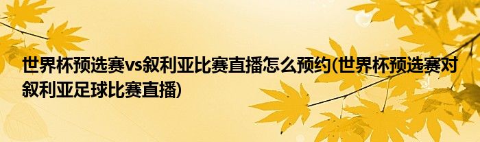 世界杯預(yù)選賽vs敘利亞比賽直播怎么預(yù)約(世界杯預(yù)選賽對敘利亞足球比賽直播)