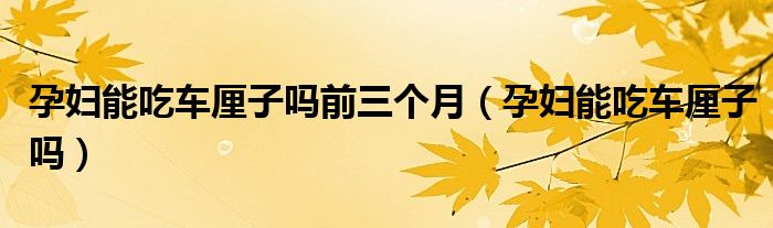 孕婦能吃車(chē)?yán)遄訂崆叭齻€(gè)月（孕婦能吃車(chē)?yán)遄訂幔? /></span>
		<span id=