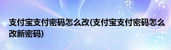 支付寶支付密碼怎么改(支付寶支付密碼怎么改新密碼)