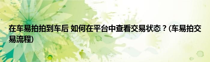 在車易拍拍到車后 如何在平臺(tái)中查看交易狀態(tài)？(車易拍交易流程)