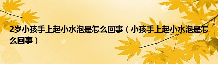 2歲小孩手上起小水泡是怎么回事（小孩手上起小水泡是怎么回事）