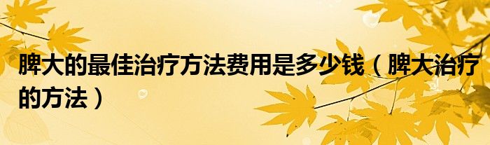 脾大的最佳治療方法費用是多少錢（脾大治療的方法）