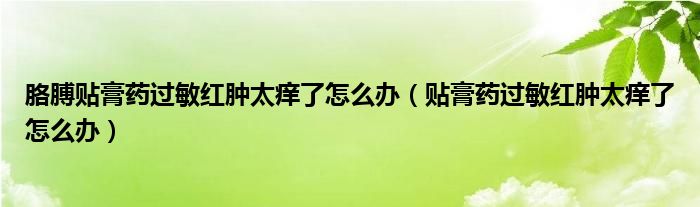 胳膊貼膏藥過(guò)敏紅腫太癢了怎么辦（貼膏藥過(guò)敏紅腫太癢了怎么辦）