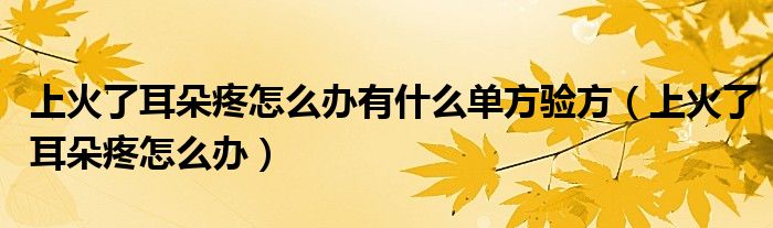 上火了耳朵疼怎么辦有什么單方驗方（上火了耳朵疼怎么辦）