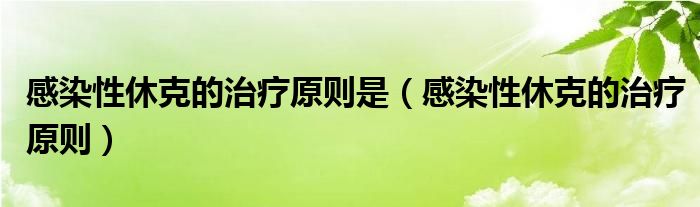 感染性休克的治療原則是（感染性休克的治療原則）