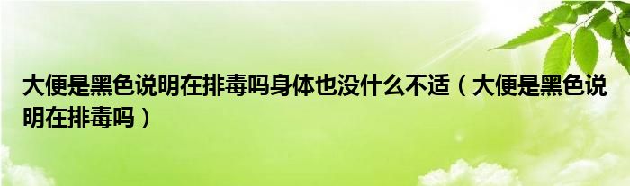 大便是黑色說(shuō)明在排毒嗎身體也沒(méi)什么不適（大便是黑色說(shuō)明在排毒嗎）