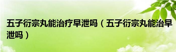 五子衍宗丸能治療早泄嗎（五子衍宗丸能治早泄嗎）