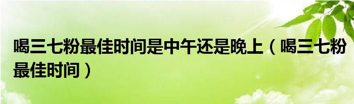 喝三七粉最佳時間是中午還是晚上（喝三七粉最佳時間）