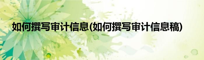 如何撰寫(xiě)審計(jì)信息(如何撰寫(xiě)審計(jì)信息稿)