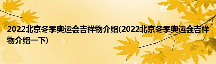 2022北京冬季奧運會吉祥物介紹(2022北京冬季奧運會吉祥物介紹一下)