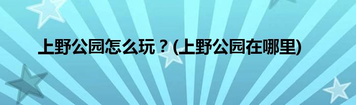 上野公園怎么玩？(上野公園在哪里)