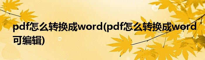 pdf怎么轉(zhuǎn)換成word(pdf怎么轉(zhuǎn)換成word可編輯)