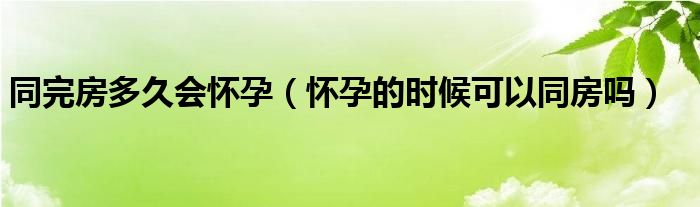 同完房多久會(huì)懷孕（懷孕的時(shí)候可以同房嗎）