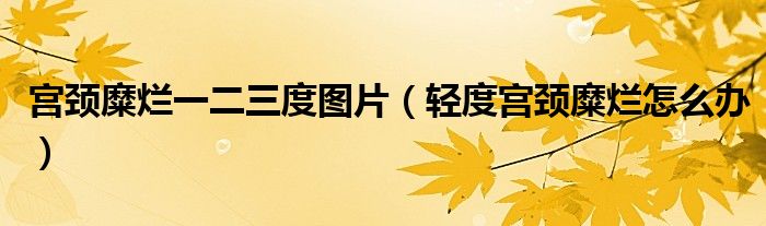 宮頸糜爛一二三度圖片（輕度宮頸糜爛怎么辦）