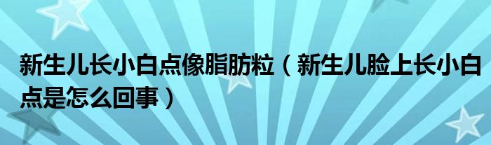 新生兒長小白點像脂肪粒（新生兒臉上長小白點是怎么回事）