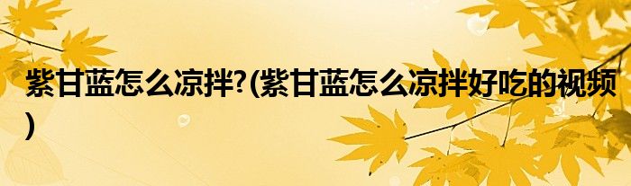紫甘藍(lán)怎么涼拌?(紫甘藍(lán)怎么涼拌好吃的視頻)