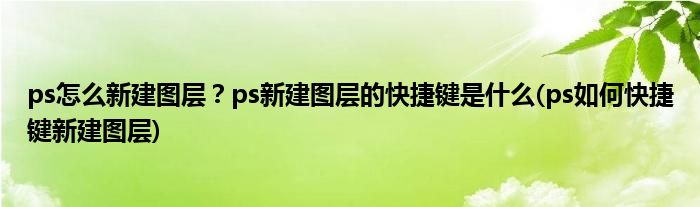 ps怎么新建圖層？ps新建圖層的快捷鍵是什么(ps如何快捷鍵新建圖層)